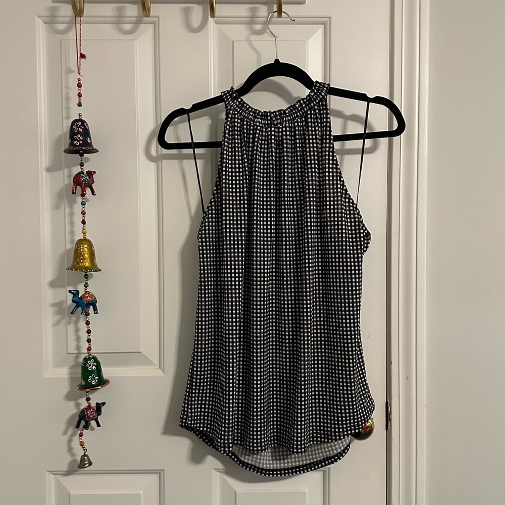 Adrianna Papell Black and White Sleeveless Blouse Medium